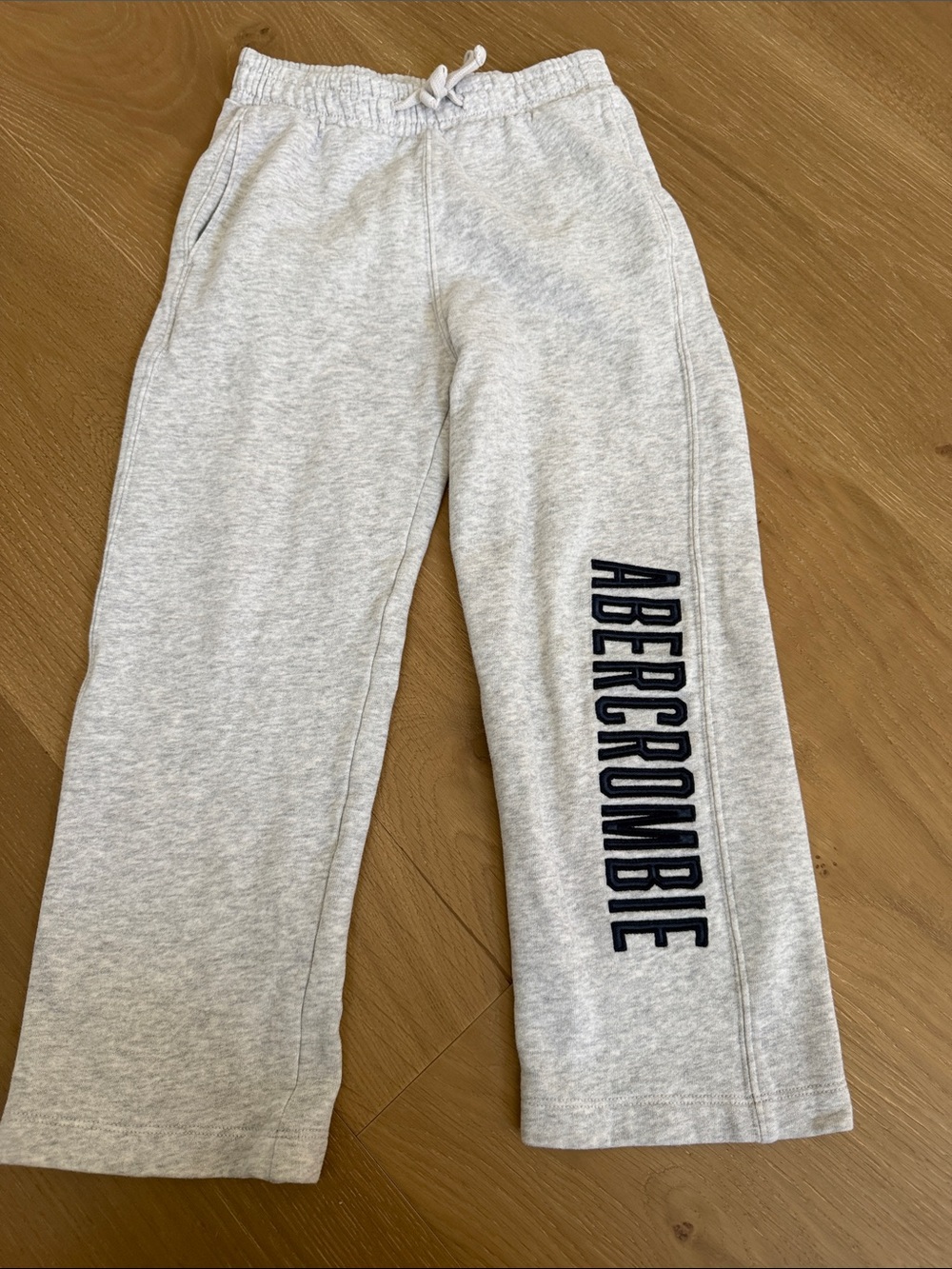 Abercrombie & Fitch Light Gray Kids Sweatpants with Navy Logo